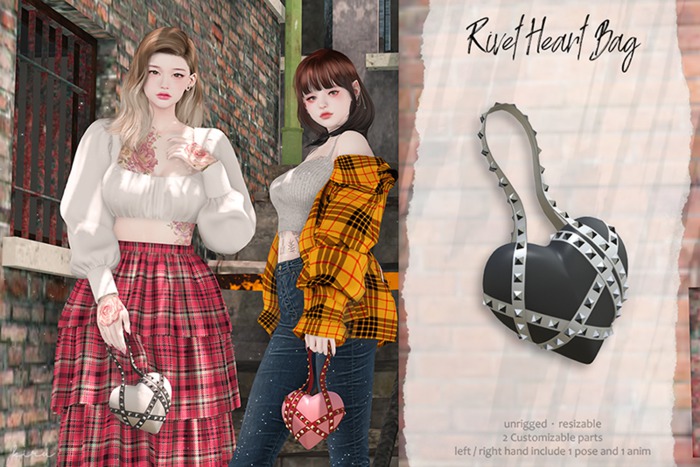Kiru - Rivet Heart Bag (Black)