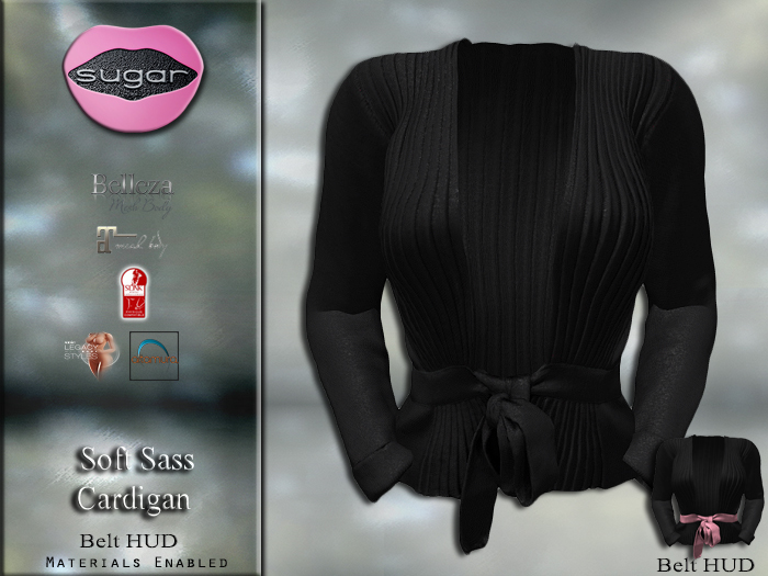 :-:SUGAR:-: Soft Sass Cardigan {BLACK HUD}