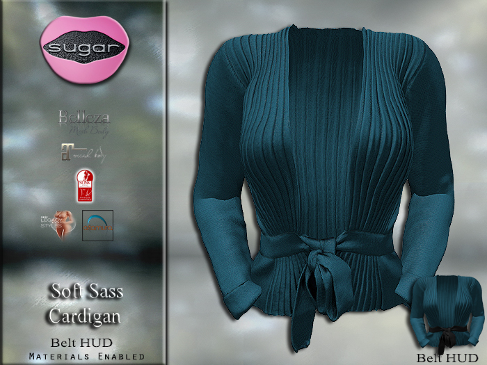 :-:SUGAR:-: Soft Sass Cardigan {TEAL HUD}