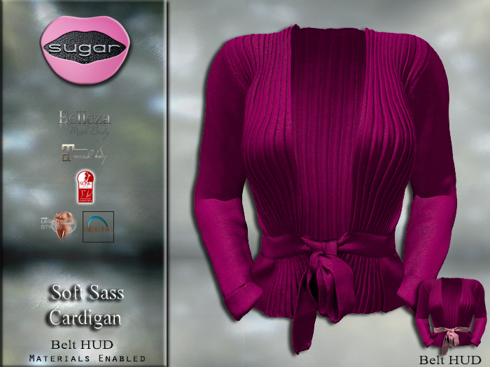 :-:SUGAR:-: Soft Sass Cardigan {FUCHSIA HUD}