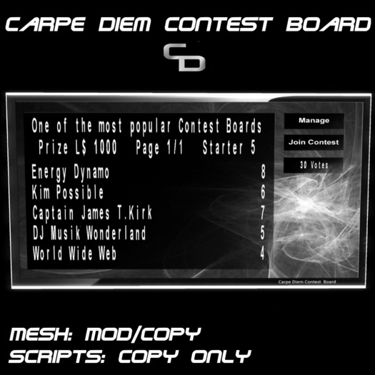Carpe Diem Contest Board BLACK (mesh)