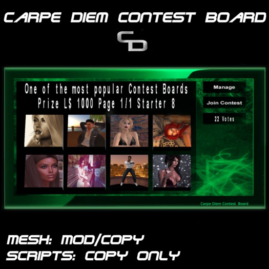 Carpe Diem ProfilePic Contest Board EMERALD (mesh)