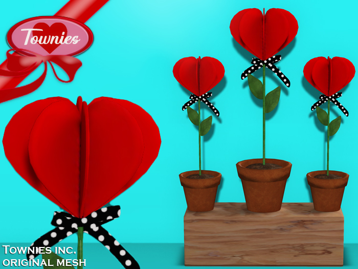 Townies Valentine Pot of Paper Hearts (red)