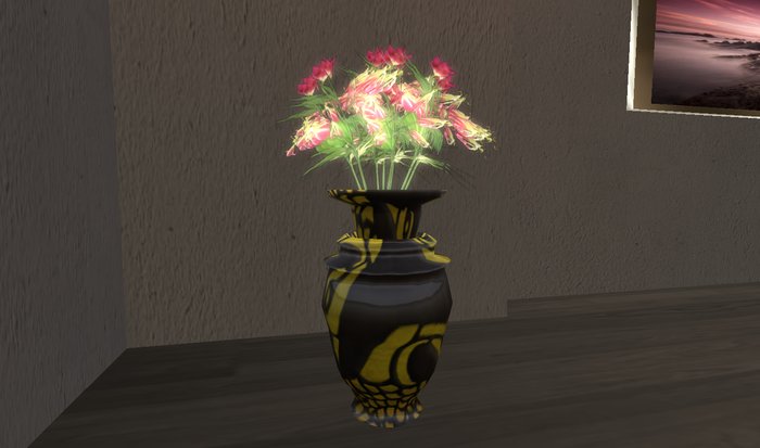 Red Flower Potted  3 prim
