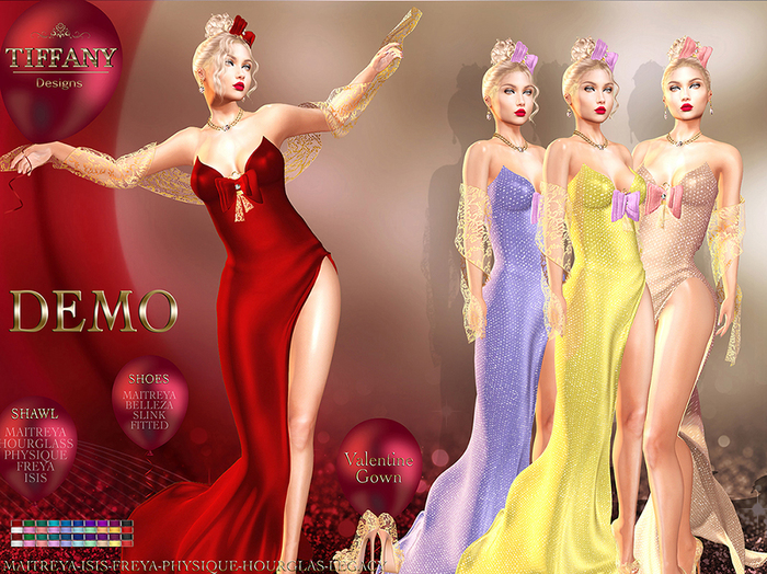 ::TD:: Valentine Mesh Slit Gown ~ 40 Textures HUD DEMO
