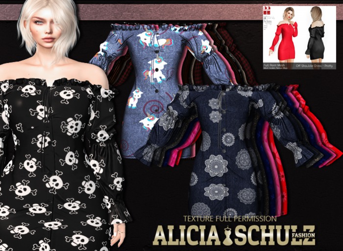 [Alicia Schulz] Texture for D28 - Off Shoulder Lond Sleeves FP