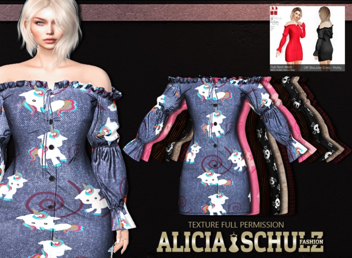 [Alicia Schulz] Texture for D28 - Off Shoulder Lond Sleeves S 2