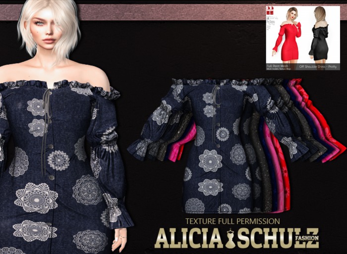 [Alicia Schulz] Texture for D28 - Off Shoulder Lond Sleeves S 1