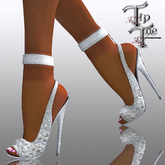 TIPTOE Wedding Lace diamond Heels shoes-white