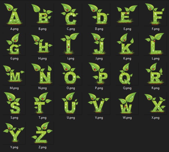 Ladybug 4 A-Z PNG Letters 1024X1024 "BOXED"