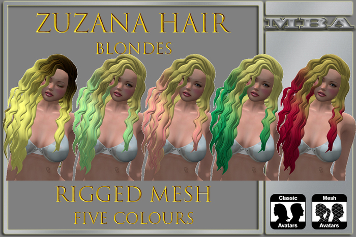 Zuzana Rigged Mesh Hair - blondes