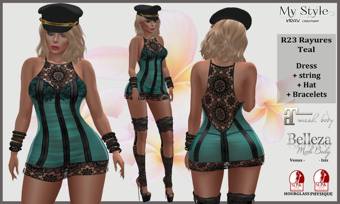 *** MY STYLE *** R23 rayures Teal