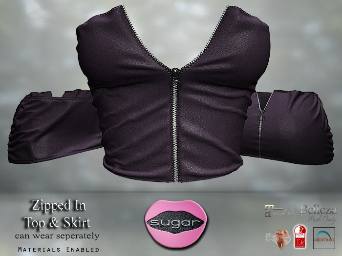 :-:SUGAR:-:  Zipped In Top & Skirt Set {PURPLE}