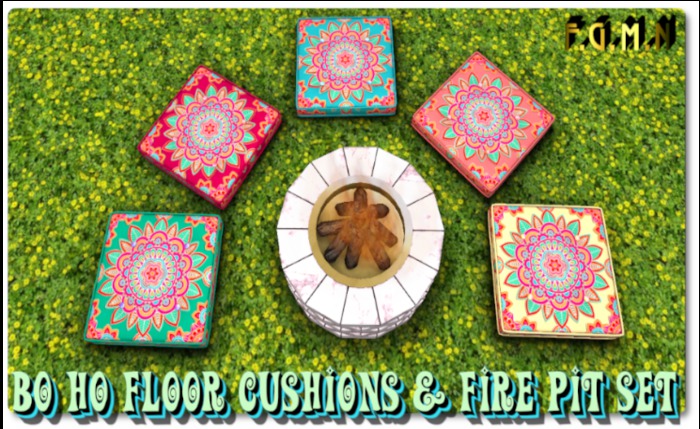 F.G.M.N/Bo Ho Floor Cushions & Fire Pit Set