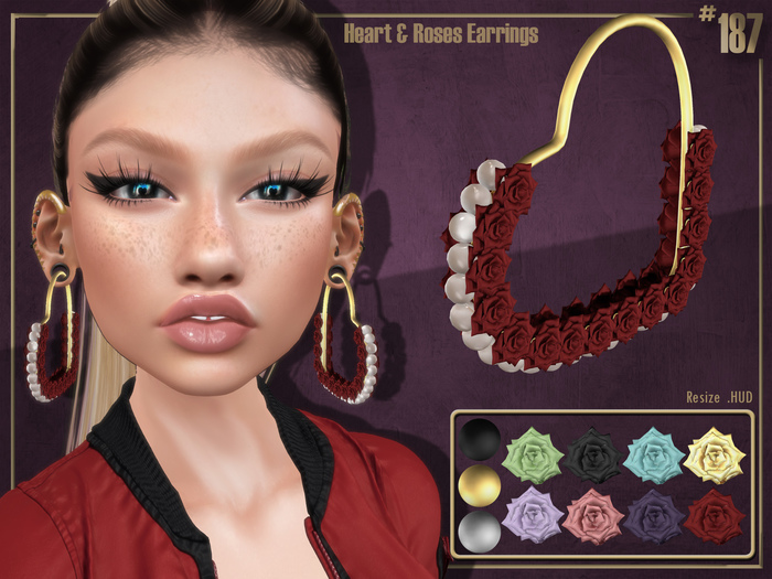 #187# Heart & Roses Earrings
