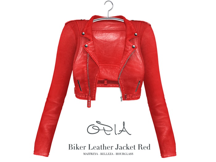 OPIA Biker Leather Jacket Red