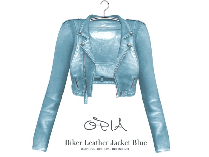 OPIA Biker Leather Jacket Blue