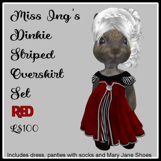 Miss Ing's Dinkie Striped Overskirt Red