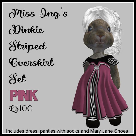 Miss Ing's Dinkie Striped Overskirt Pink