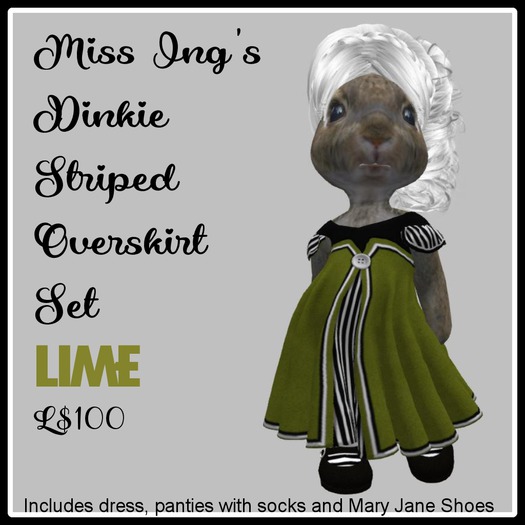 Miss Ing's Dinkie Striped Overskirt Lime