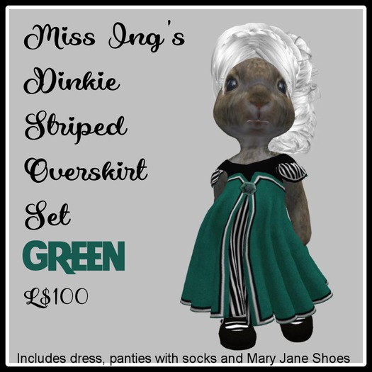 Miss Ing's Dinkie Striped Overskirt Green