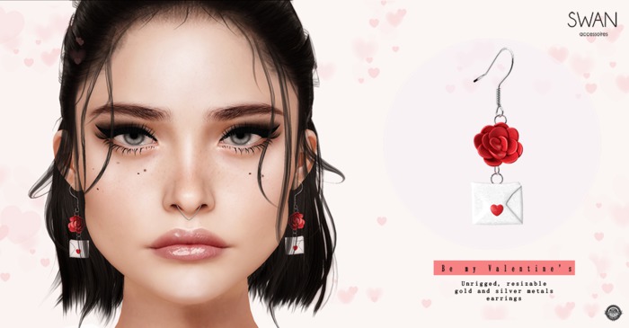 Swan Be My Valentine's Earrings