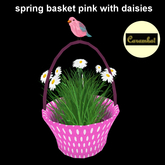 spring basket pink with daisies
