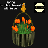 spring bamboo basket with tulips