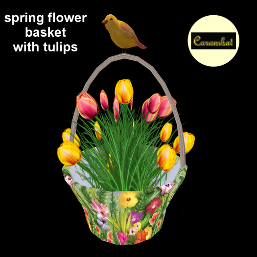 spring flower basket with tulips