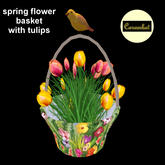 spring flower basket with tulips