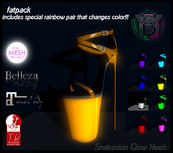 :BULLY: Snakeskin Glow Heels FATPACK