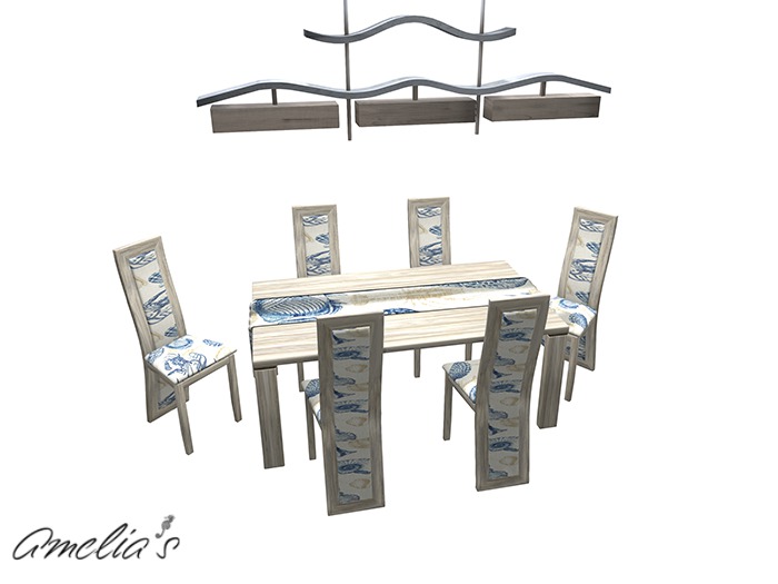 Amelia's Formal Dining Table & Chairs (Crab & Shell) Boxed
