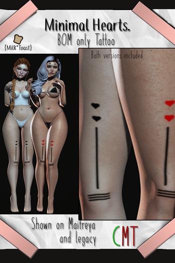{Milk*Toast} Minimal Hearts Tattoo