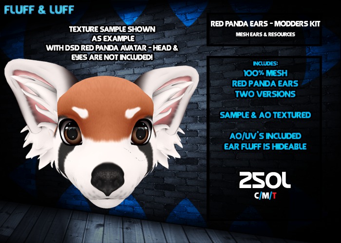 F&L - Mesh Red Panda Ears - Modder's Kit