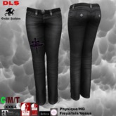 Jeans midd and high heels black washed lila cross juwels