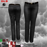 Jeans midd and high heels washed black butterfly back boxed