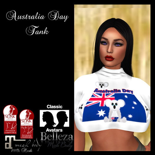 Second Life Marketplace Australia Day Tank White