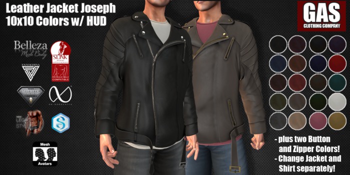 GAS [Leather Jacket Joseph - 10 Colors w/HUD FAPTACK]