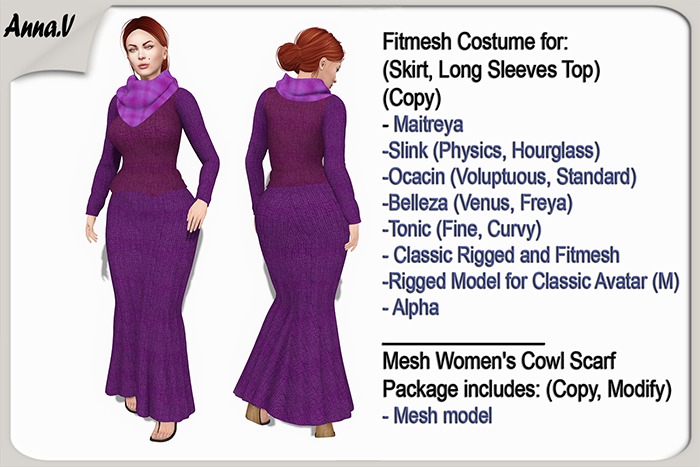 Anna.V _Outfit Lady ALETA_017 _ Slink, Maitreya, Belleza, Ocacin Stnd, Tonic, Voluptuous