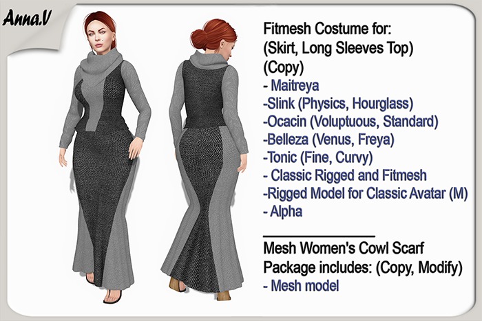 Anna.V _Outfit Lady ALETA_016_ Slink, Maitreya, Belleza, Ocacin Stnd, Tonic, Voluptuous