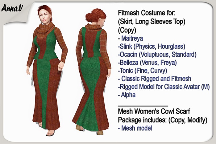 Anna.V _Outfit Lady ALETA_014 _ Slink, Maitreya, Belleza, Ocacin Stnd, Tonic, Voluptuous