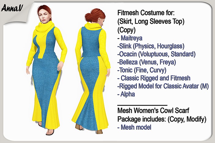 Anna.V _Outfit Lady ALETA_012 _ Slink, Maitreya, Belleza, Ocacin Stnd, Tonic, Voluptuous