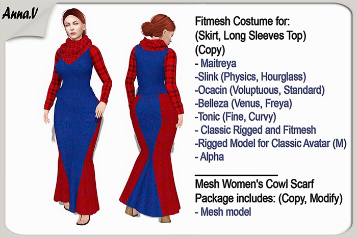 Anna.V _Outfit Lady ALETA_010 _ Slink, Maitreya, Belleza, Ocacin Stnd, Tonic, Voluptuous