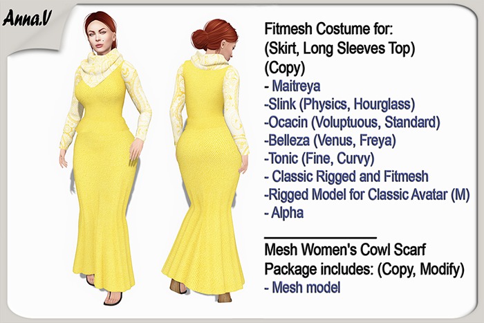 Anna.V _Outfit Lady ALETA_006 _ Slink, Maitreya, Belleza, Ocacin Stnd, Tonic, Voluptuous