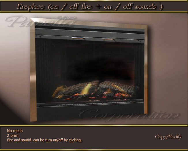 Fireplace (on / off fire + on / off sounds ) (BOX)