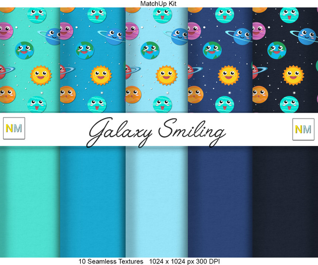 Galaxy Smiling Matchup Kit 10 Seamless Fabric Textures NM