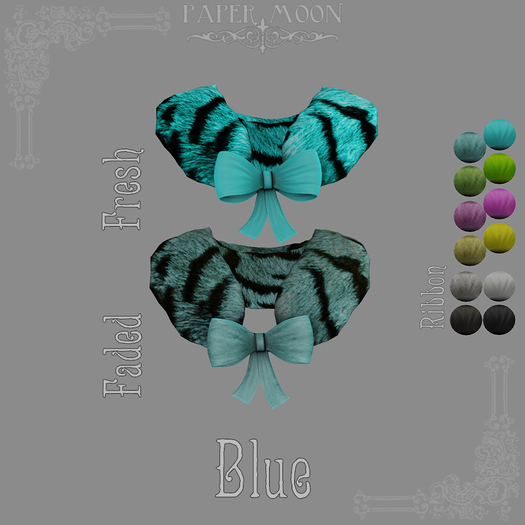 *pm* Fancy Fur Collar: Punk Neon - Blue (ADD ME)