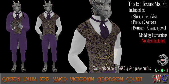 SWO Texture Mod Kit  Gaston Plum for SWO Victorian Dragon Outfit