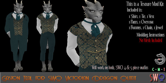 SWO Texture Mod Kit  Gaston Teal for SWO Victorian Dragon Outfit