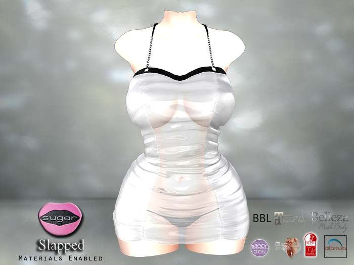 :-:SUGAR:-: Slapped Dress {WHITE HUD}
